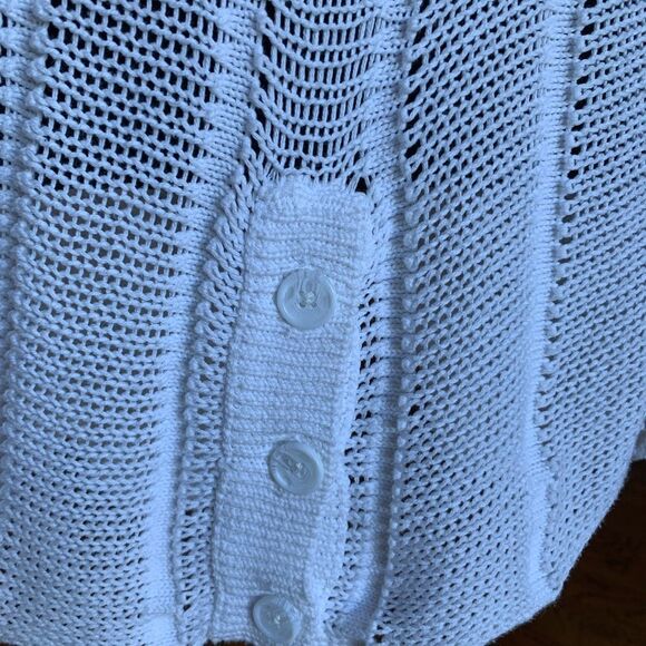 White Open Crocheted Beads Cardigan Sweater - Picture 5 of 15